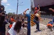 ویدیو / لحظه برخورد قطار به یک زن؛ سلفی به قیمت مرگ