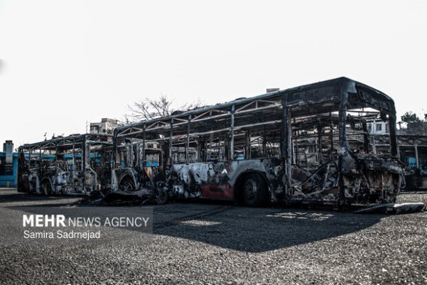 تصاویر/ خسارات وارده به اتوبوس&zwnj;های تهران