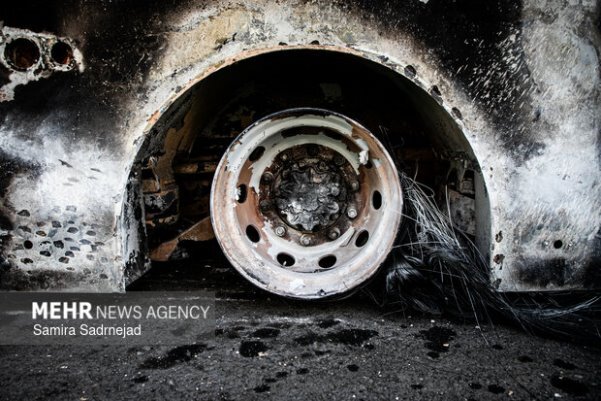 تصاویر/ خسارات وارده به اتوبوس&zwnj;های تهران