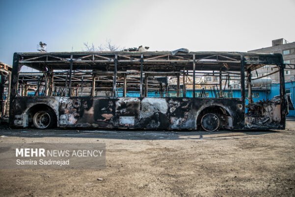 تصاویر/ خسارات وارده به اتوبوس&zwnj;های تهران