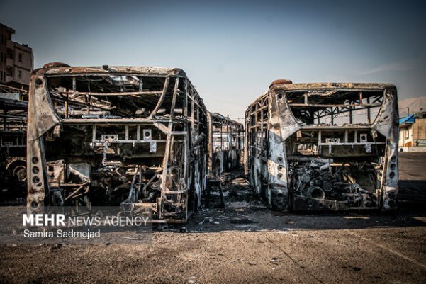 تصاویر/ خسارات وارده به اتوبوس&zwnj;های تهران