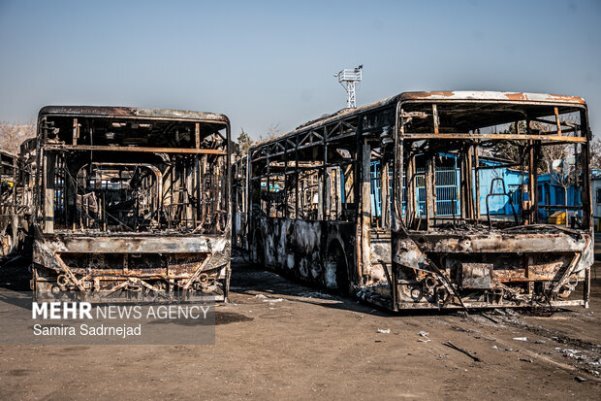 تصاویر/ خسارات وارده به اتوبوس&zwnj;های تهران