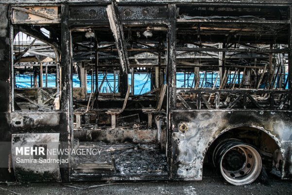 تصاویر/ خسارات وارده به اتوبوس&zwnj;های تهران