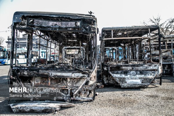 تصاویر/ خسارات وارده به اتوبوس&zwnj;های تهران