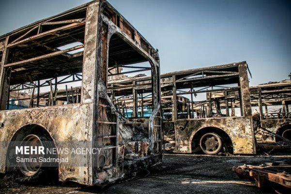 تصاویر/ خسارات وارده به اتوبوس&zwnj;های تهران