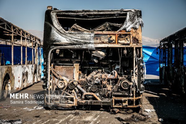 تصاویر/ خسارات وارده به اتوبوس&zwnj;های تهران