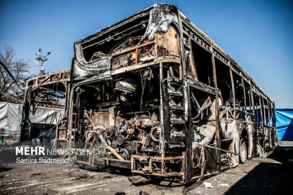 تصاویر/ خسارات وارده به اتوبوس&zwnj;های تهران