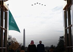 ویدیو/ استقبال ترامپ از بن‌سلمان با جنگنده‌های اف-۳۵ و اف-۲۲