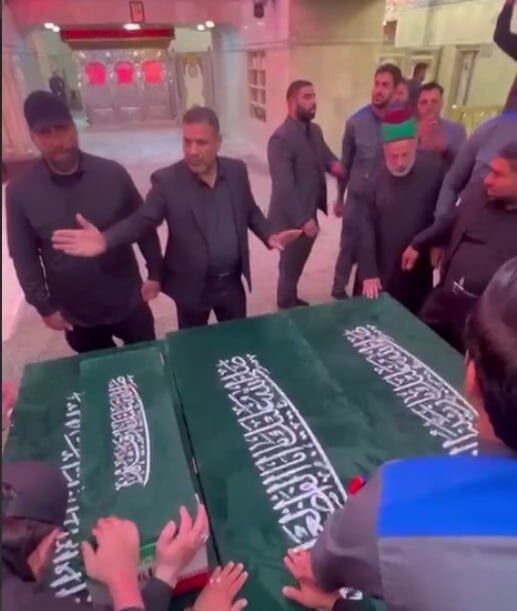پیکرهای شهدای خانواده رهبر شهید وارد کربلا شد پیکرهای شهدای خانواده رهبر شهید وارد کربلا شد
