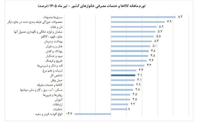 مرکز آمار: تورم تیر ماه ۶۶ درصد شد | حبوبات رکورددار گرانی شد