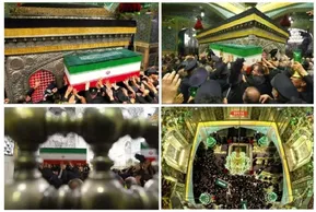 پیکر رهبر شهید انقلاب در رواق دارالذکر حرم رضوی آرام گرفت